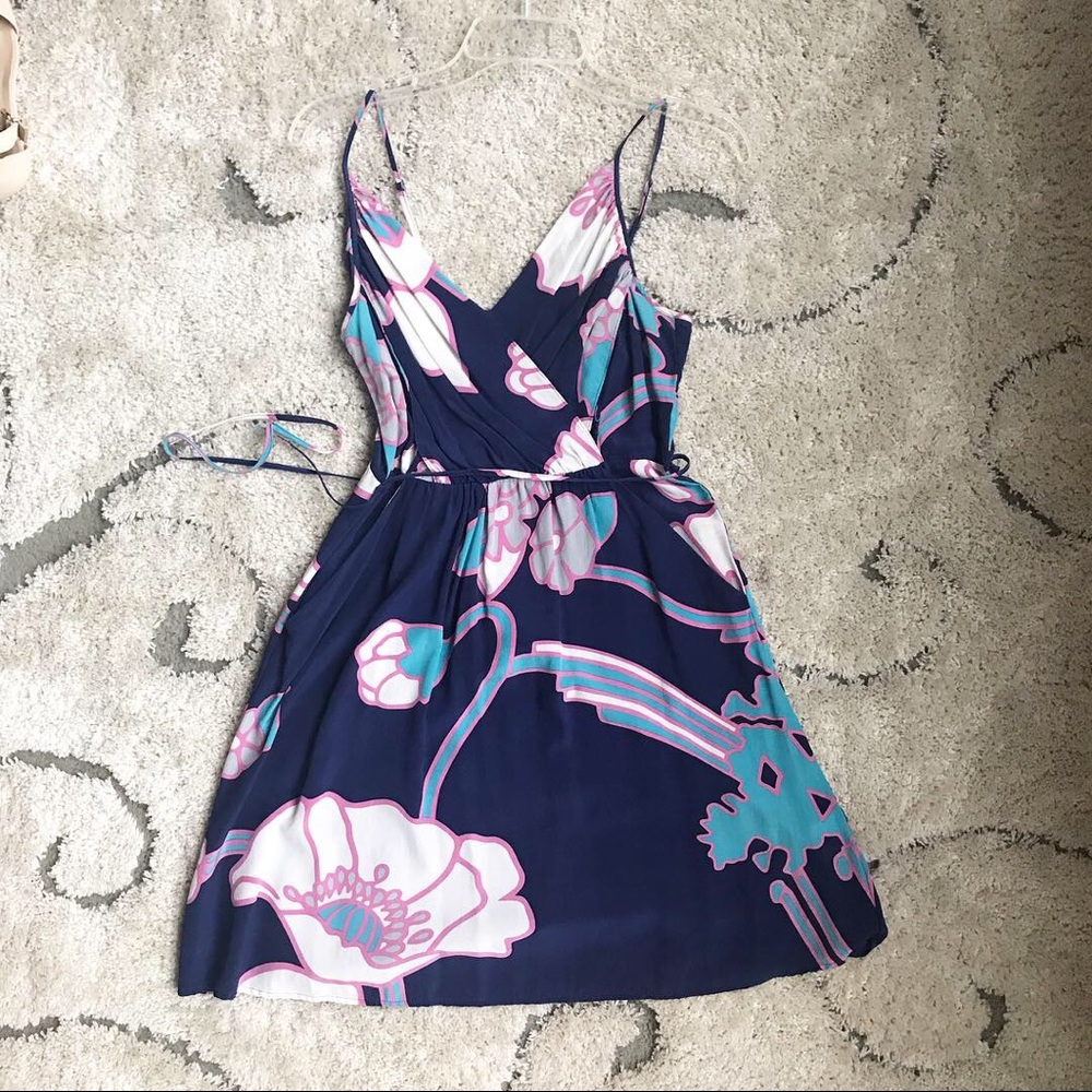 Yumi Kim small silk dress blue floral